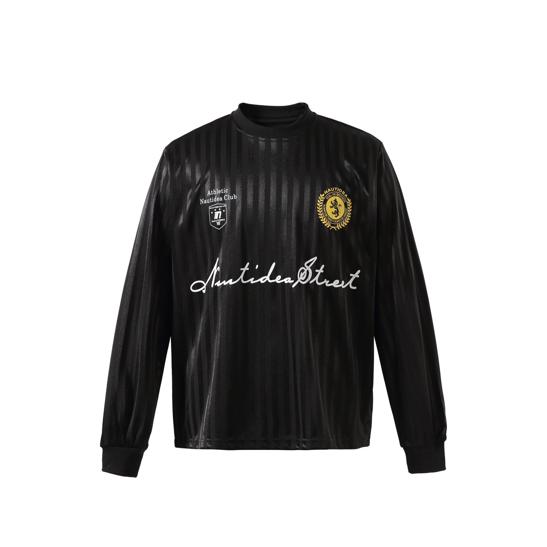 Unisex Long Sleeve Sports Jersey in Retro Football Style with Stand-up Collar and Striped Jacquard Structure Chichicherry