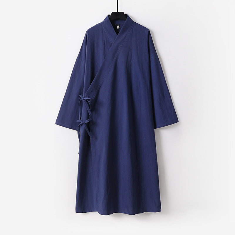 Women's Long Kimono-Style Wrap Dress with Wide Sleeves and Side Ties Chichicherry