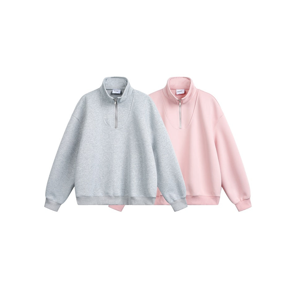 Women's Oversize Halfzip Stand Collar Sweatshirt made of heavy cotton blend Chichicherry