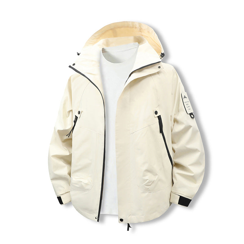 Men's Wind and Water Resistant Softshell Utility Jacket with Hood Chichicherry