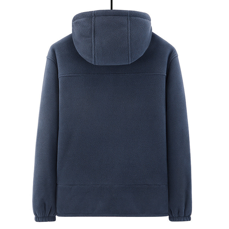 Men's fleece hoodie jacket with teddy lining, two-way zipper and concealed zip pockets Chichicherry