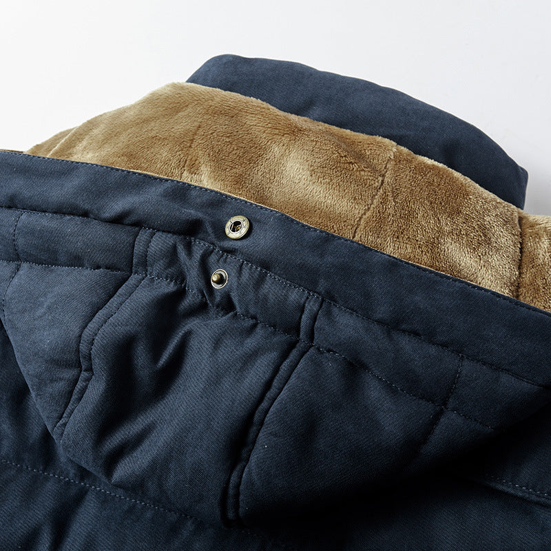 Men's padded parka in canvas look with teddy fleece lining and hood Chichicherry