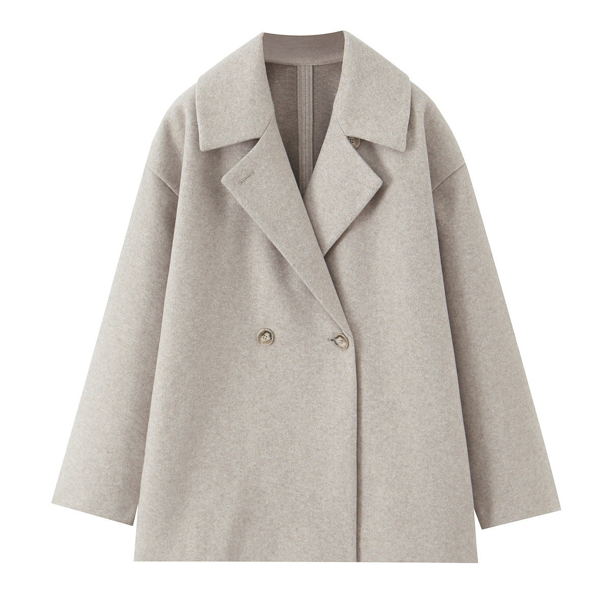 Women's Short-Cut Oversized Wool Blend Coat with Wide Shawl Collar Chichicherry