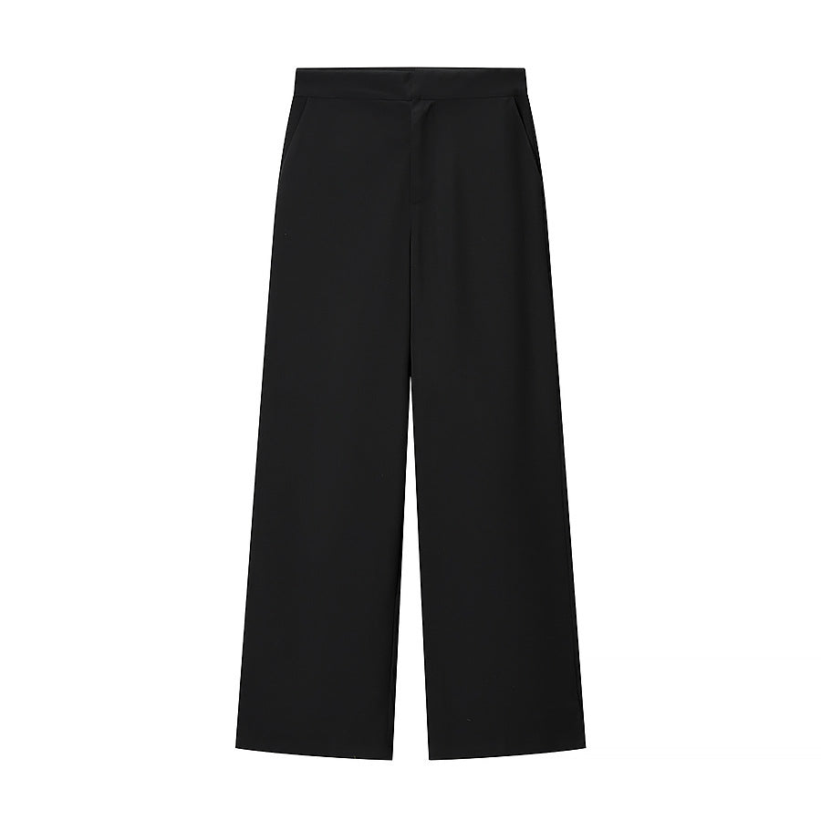 Women Stylish tailored blazer pantsuit with feather trim on cuffs Chichicherry