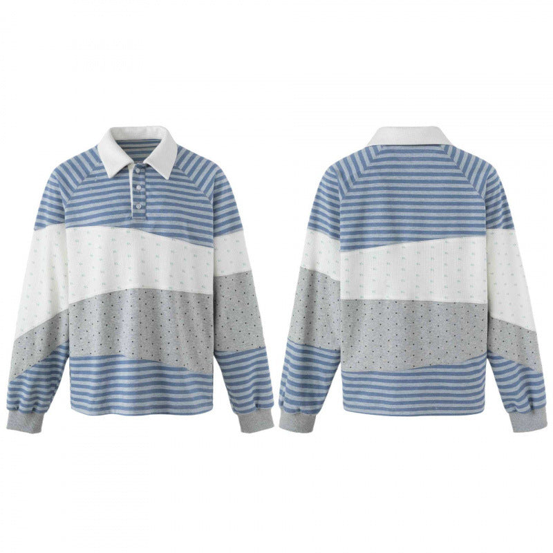 Unisex Casual Rugby Polo in Colorblock Knit with Structure and Oversize Cut Chichicherry