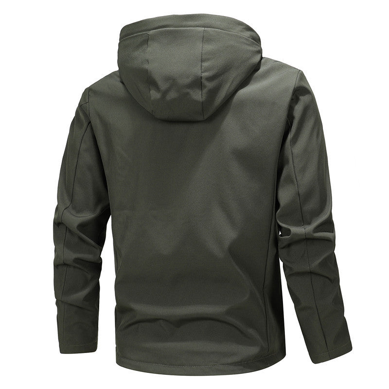 Men's Lightweight Softshell Hoodie Jacket with Hood, wind and water repellent shell and hidden zipper Chichicherry