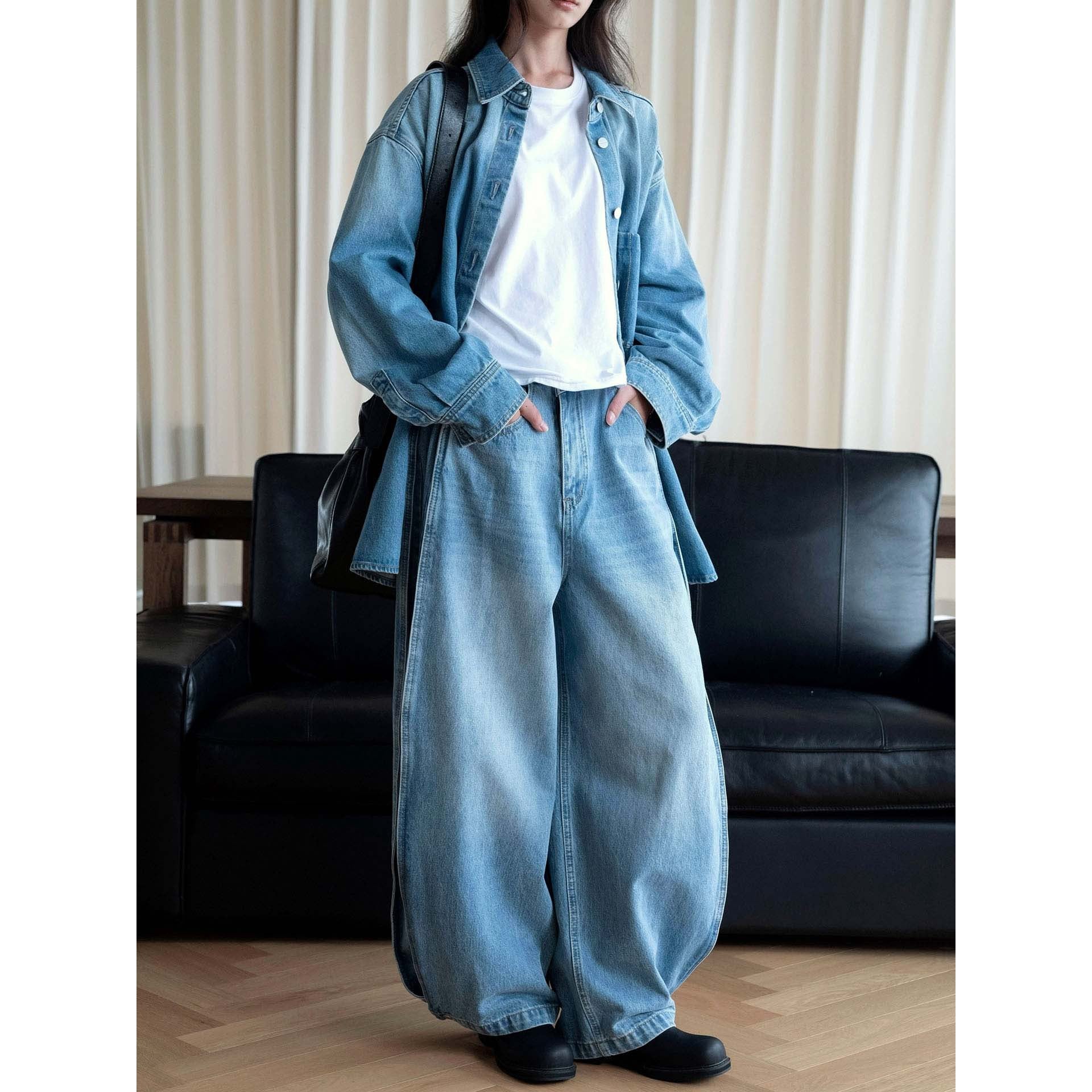 Women's Wide Leg Jeans with High Waist, Deep Crotch and Wide Leg Chichicherry