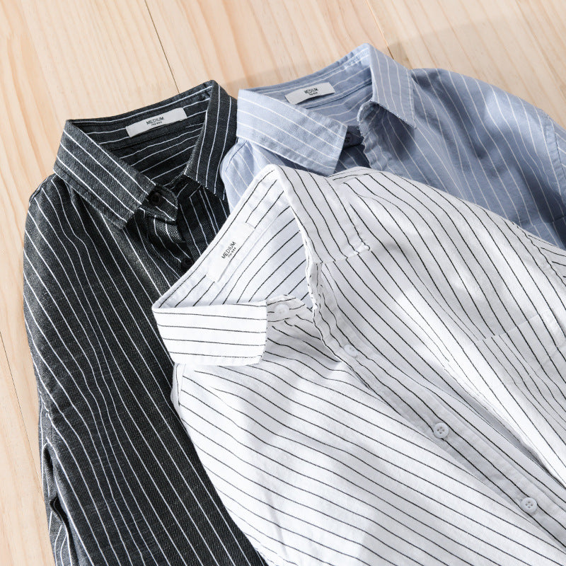 Men's Lightweight Striped Layering Shirt Jacket made of Cotton Blend with Relaxed Fit and Chest Pocket Chichicherry