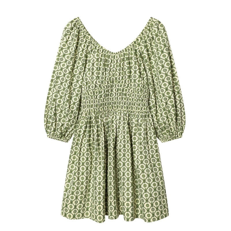 Women's floral dress with smocked waist and voluminous puff sleeves Chichicherry