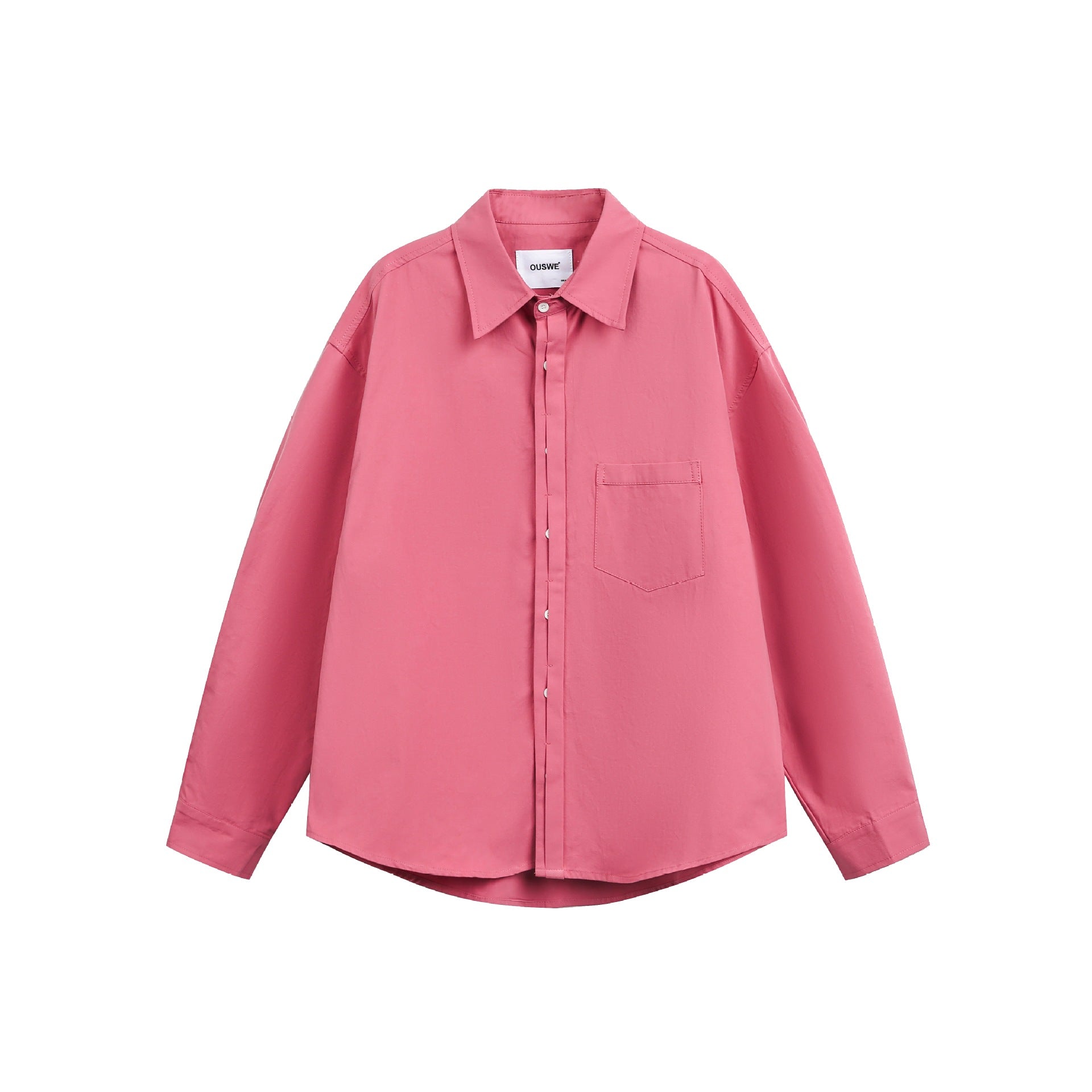 Men's Wide Oversized Cotton Shirt with Concealed Button Placket and Chest Pocket Chichicherry
