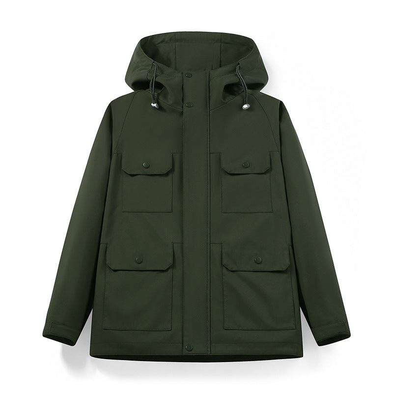 Men's water-repellent field jacket with hood and multifunctional pockets Chichicherry