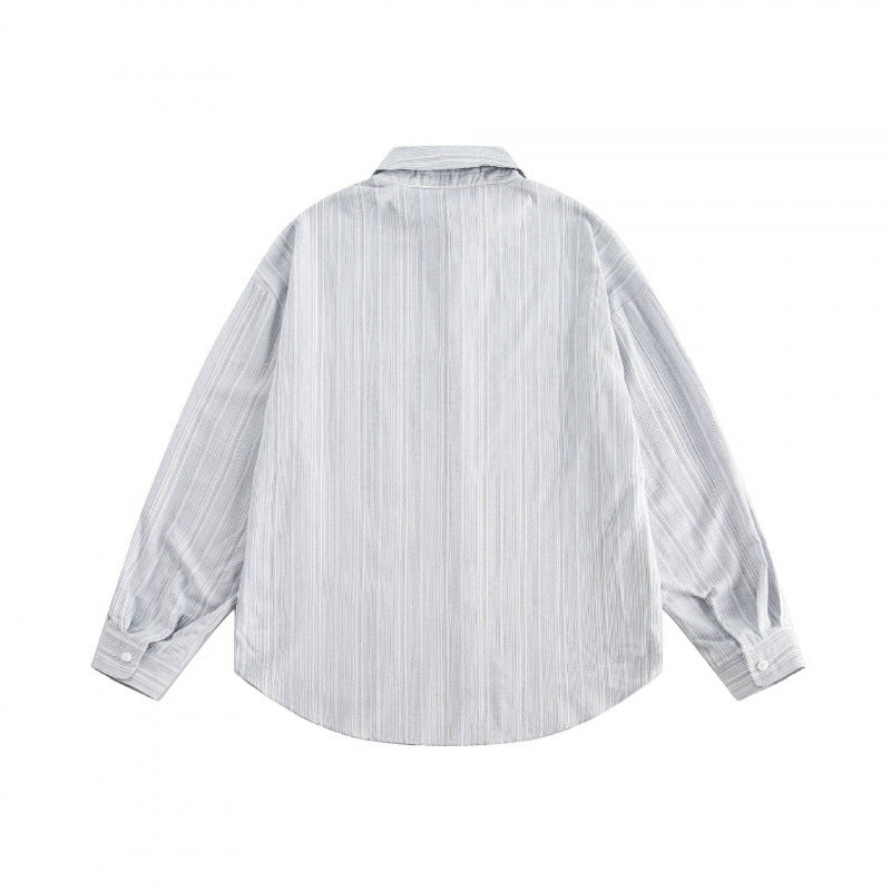 Unisex Oversize striped shirt with chest pocket and rounded hem Chichicherry