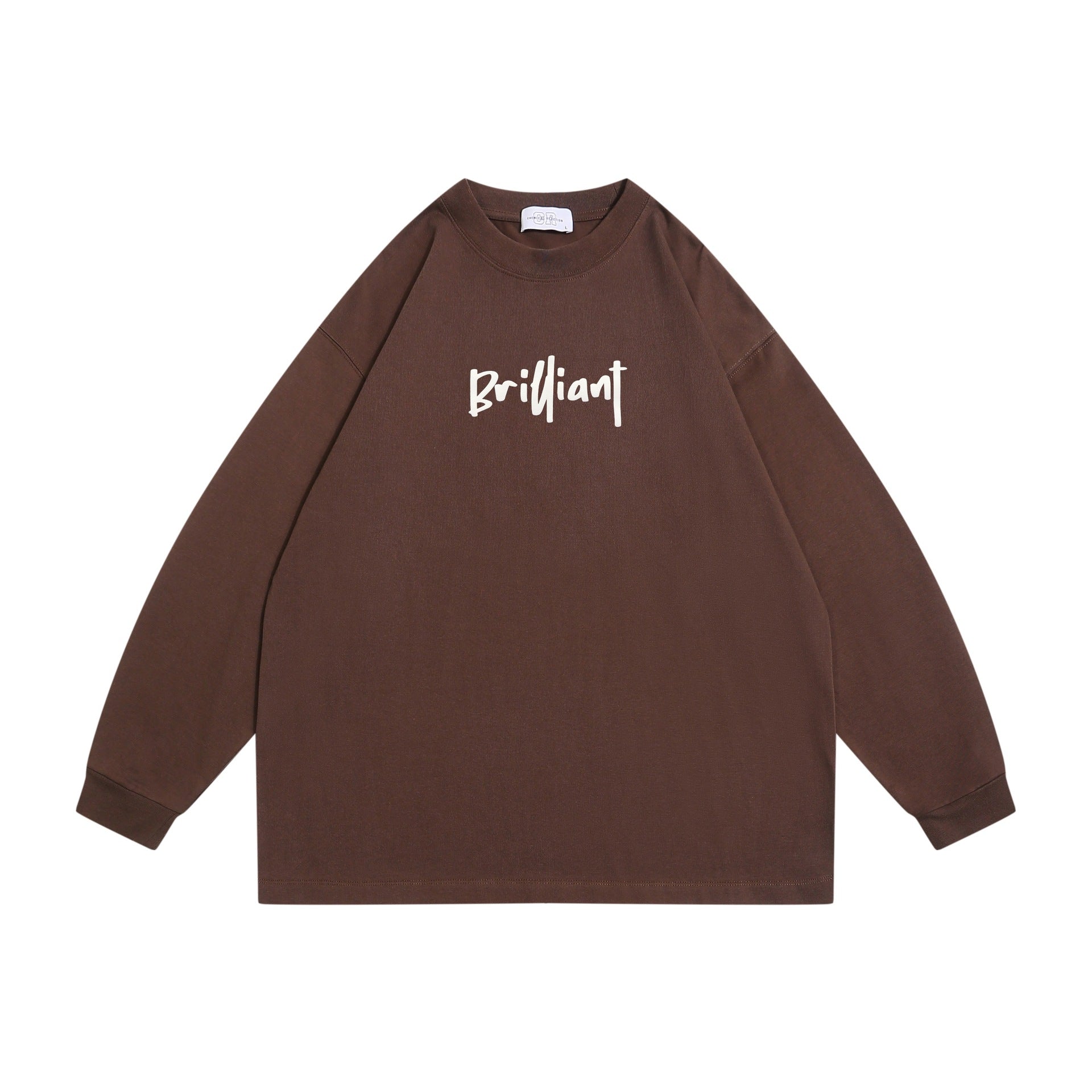 Unisex Oversized Sweatshirt with Front Print 'Brilliant', Raglan Sleeves and Ribbed Crew Neck Chichicherry