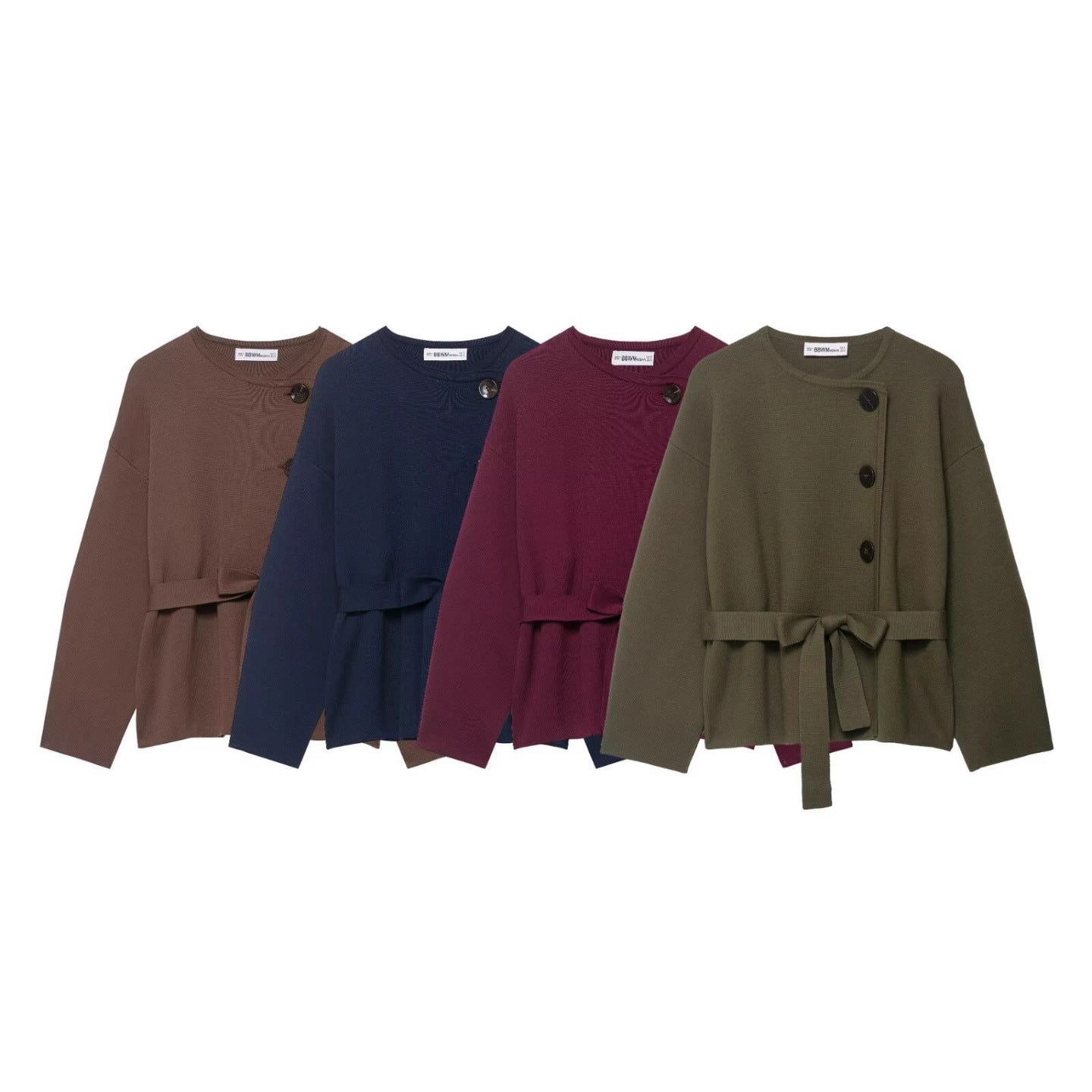 Women’s cardigan with asymmetric button placket and waist belt Chichicherry