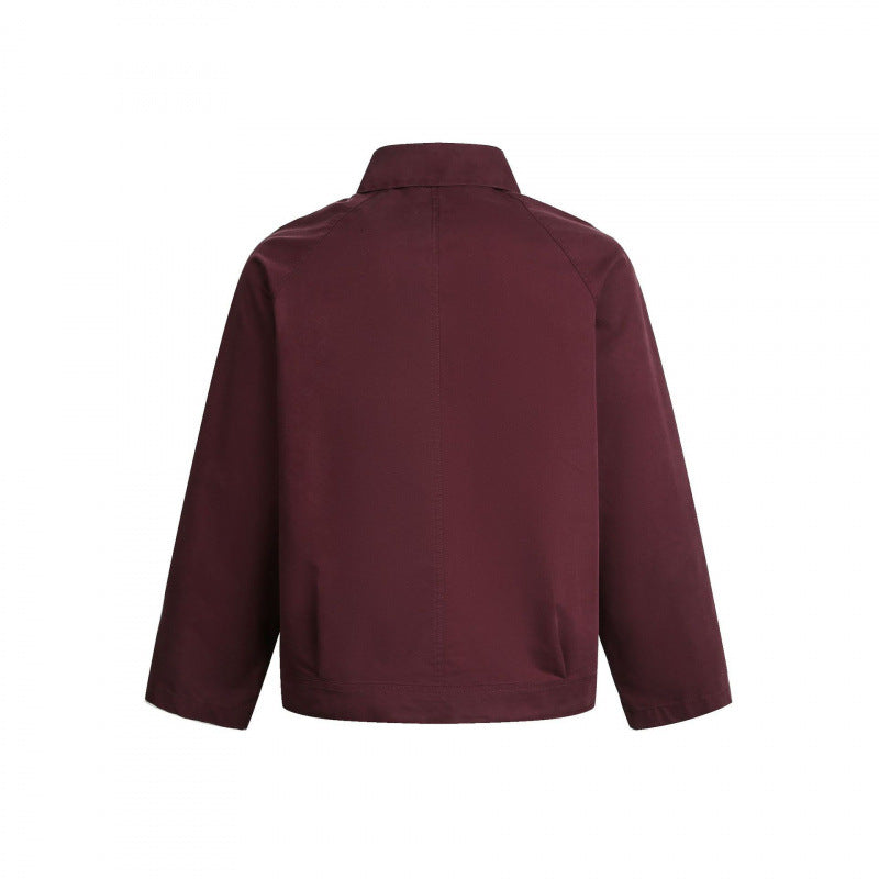 Men's Boxy Zip Jacket with Raglan Sleeves and Distinctive Seams Chichicherry