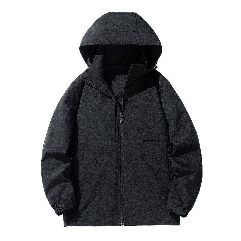 Men's Water-Repellent Softshell Outdoor Jacket with Hood, Breathable Mesh Lining, and Concealed Zipper Chichicherry