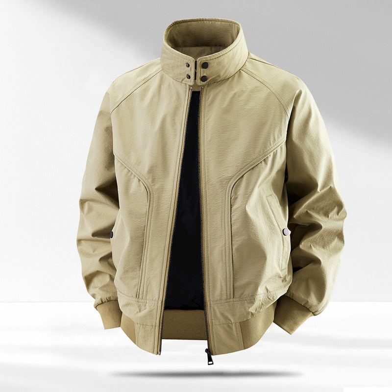 Men's windproof quilted bomber jacket with stand collar, ribbed cuffs, and padded lining Chichicherry