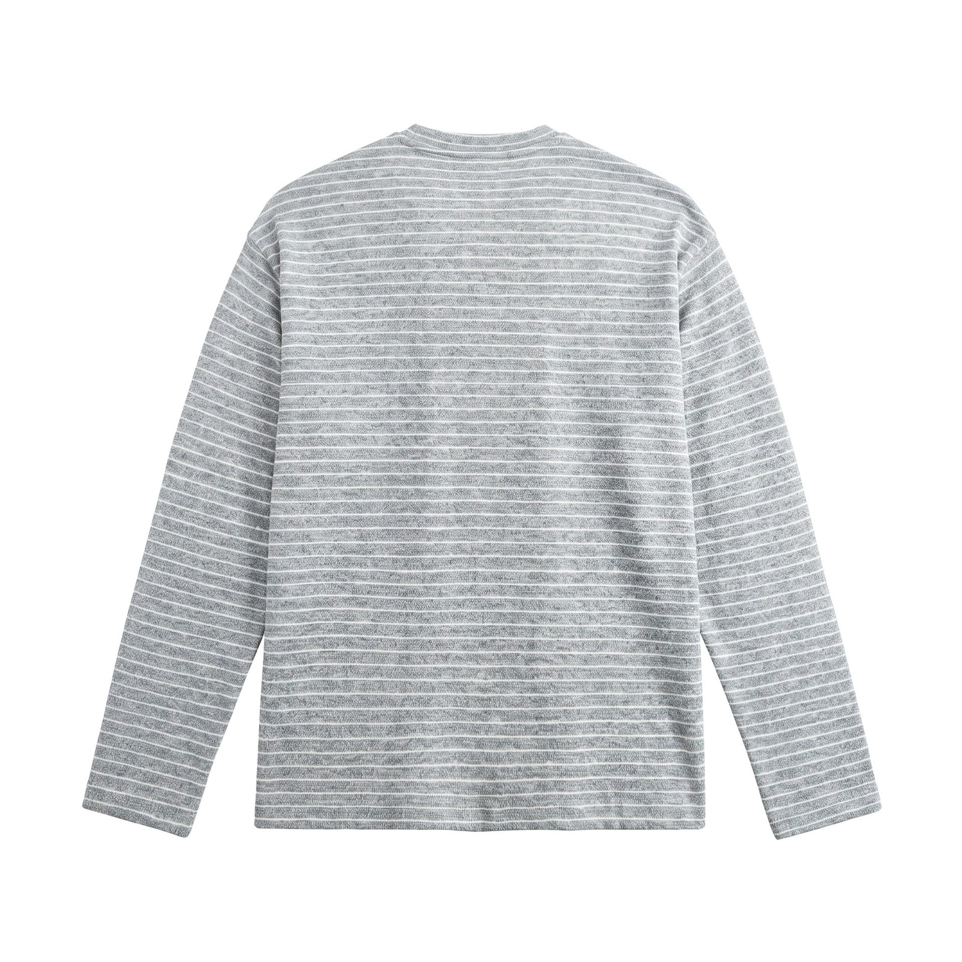 Men's Long Sleeve Henley Shirt in Fine Knit with Stripe Structure Chichicherry