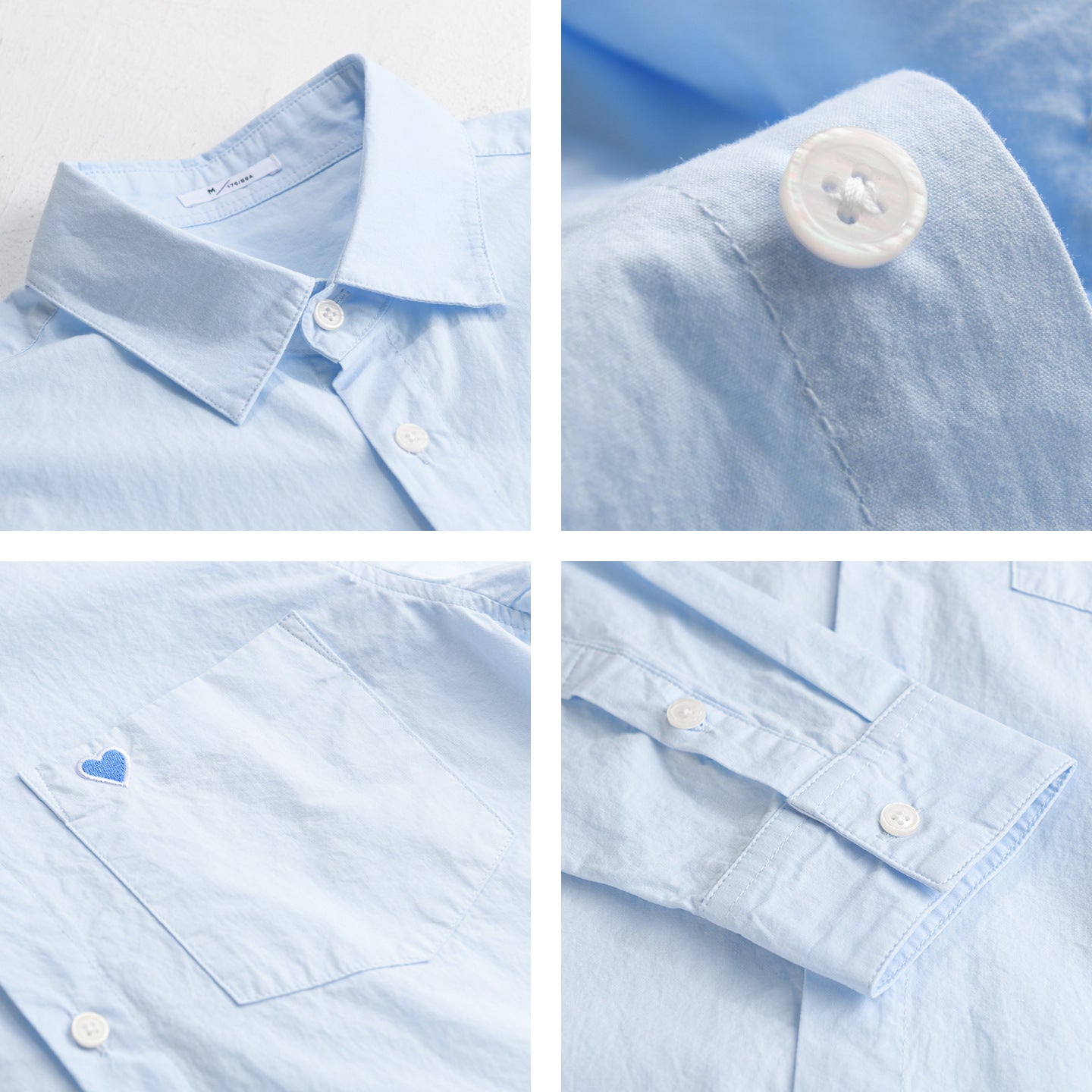 Men's Lightweight Cotton Overshirt with Chest Pocket and Subtle Heart Embroidery Chichicherry