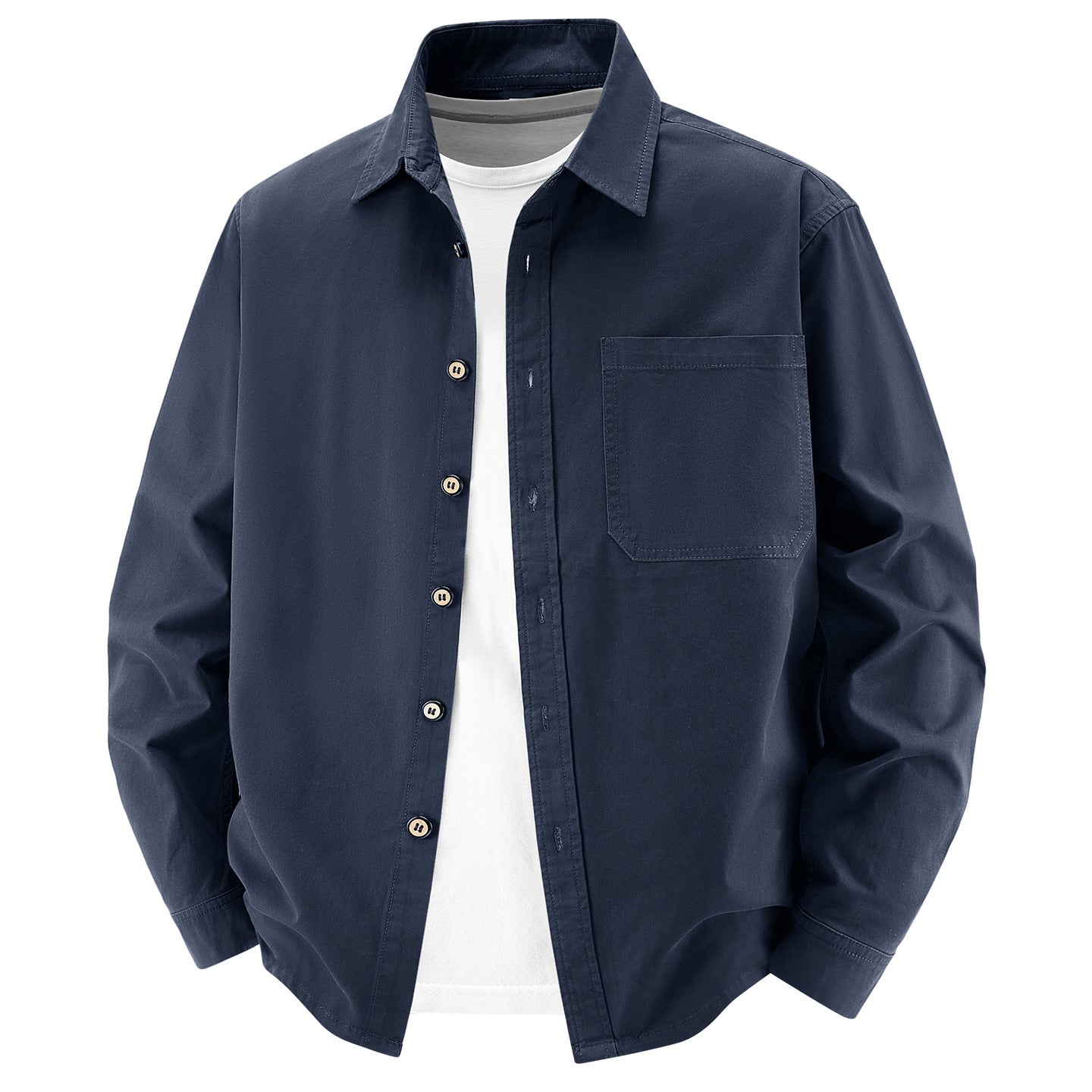 Men's loose overshirt jacket made of cotton blend with chest pocket and full button placket Chichicherry