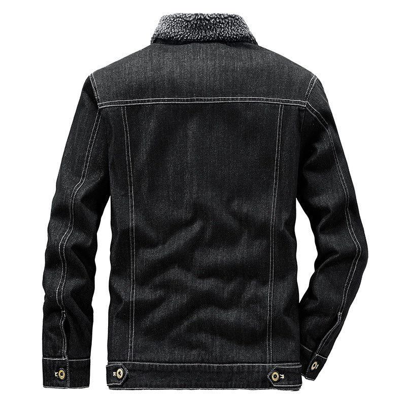 Men's Sherpa-lined Denim Jacket in Worker Style Chichicherry
