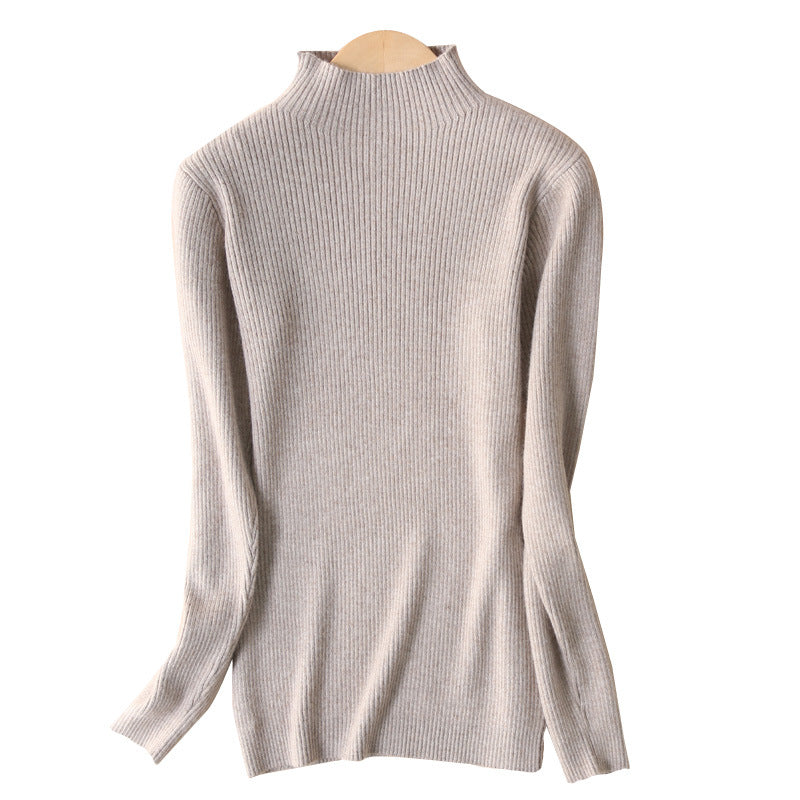 Women’s fitted fine knit turtleneck sweater with extra fine ribbed texture and cashmere-soft feel Chichicherry