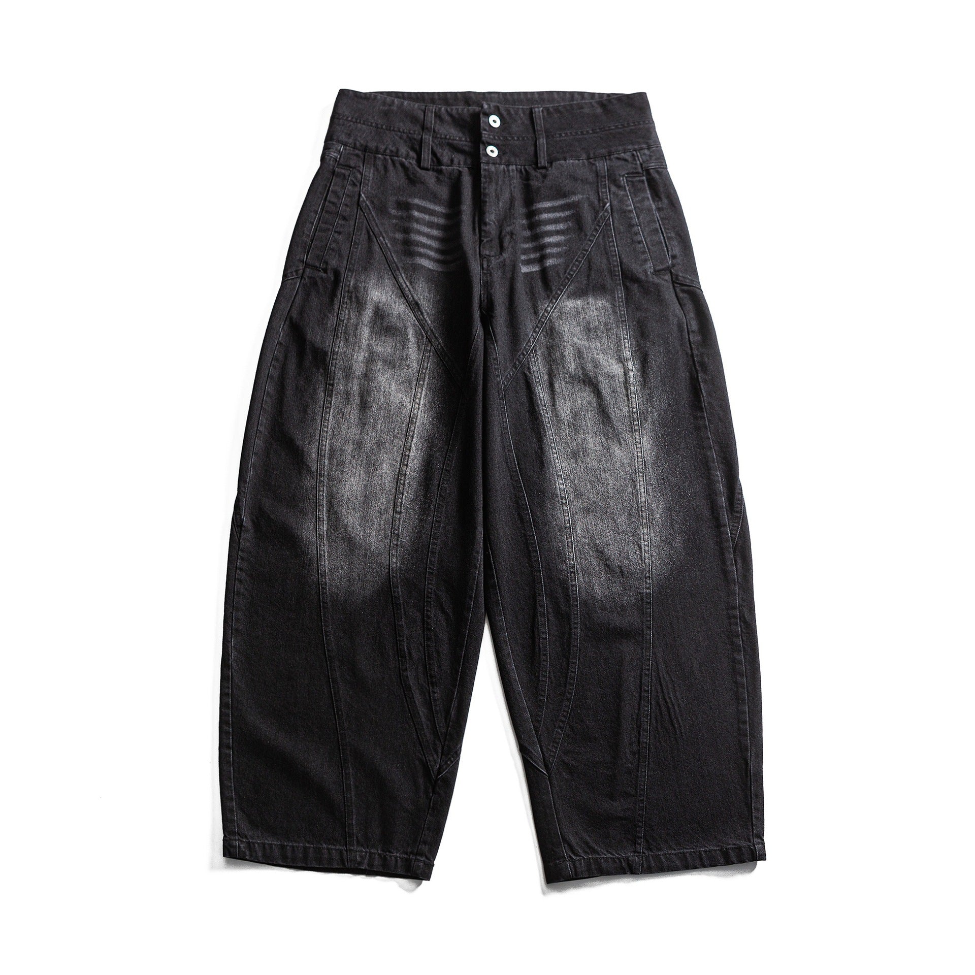 Ladies high-waisted balloon jeans with decorative seams and elastic hem Chichicherry