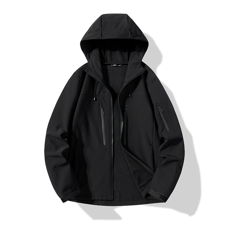 Men's Softshell Hoodie Jacket with windproof membrane, breathable lining, and multifunctional pockets Chichicherry