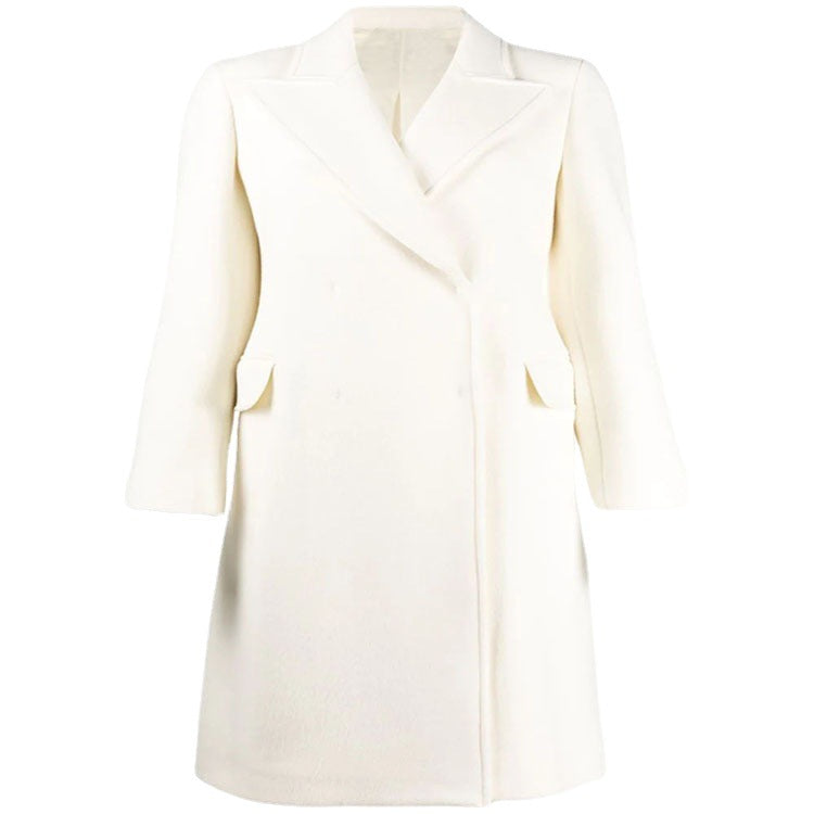 Women Clean-Cut Long Coat with Slightly Dropped Lapels and Clear Tailoring Silhouette Chichicherry