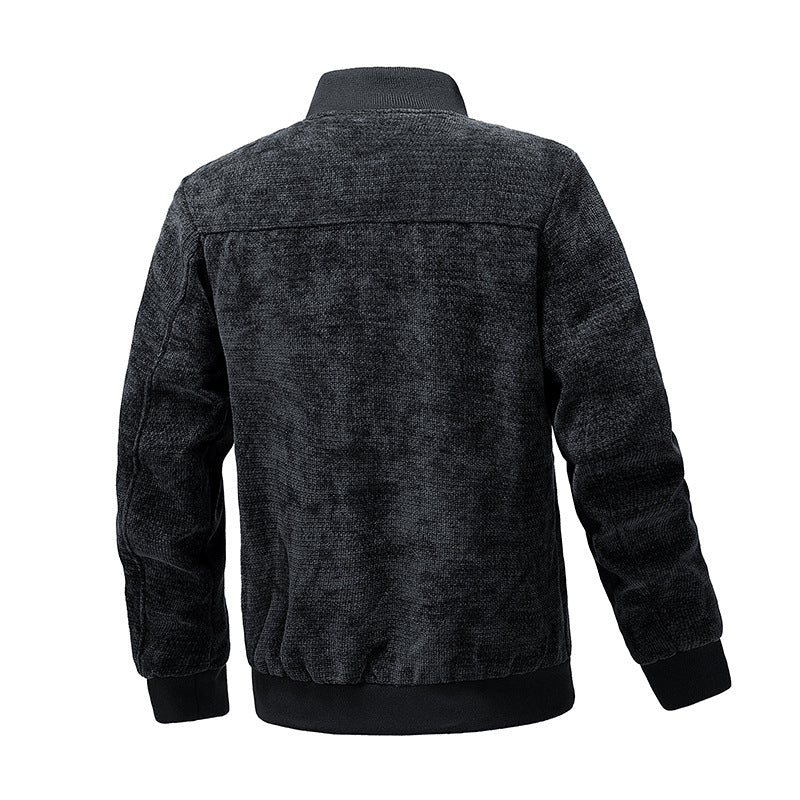 Men's Structured Knit Bomber Jacket with Zipper and Ribbed Cuffs Chichicherry
