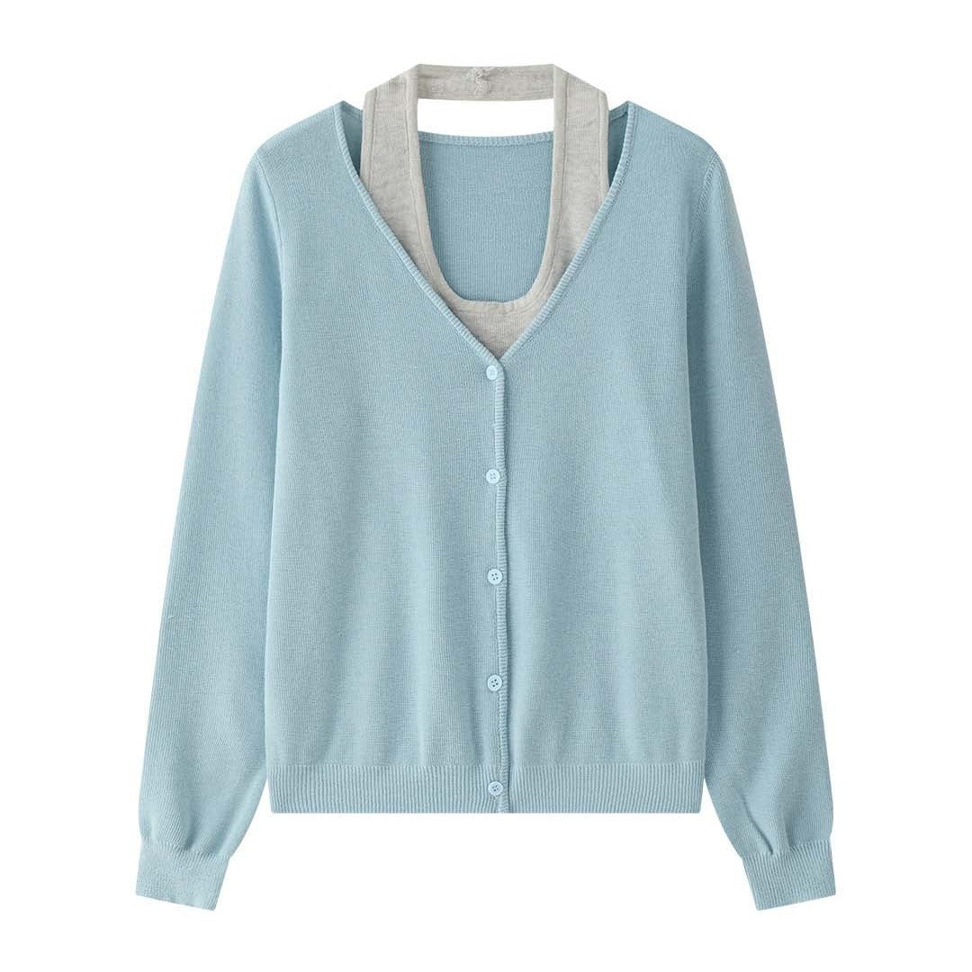 Women's fine knit cardigan with open front, ribbed hem and boxy silhouette Chichicherry