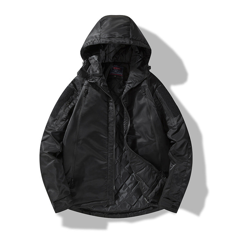 Men's quilted tactical winter jacket with hood and water-repellent outer material Chichicherry