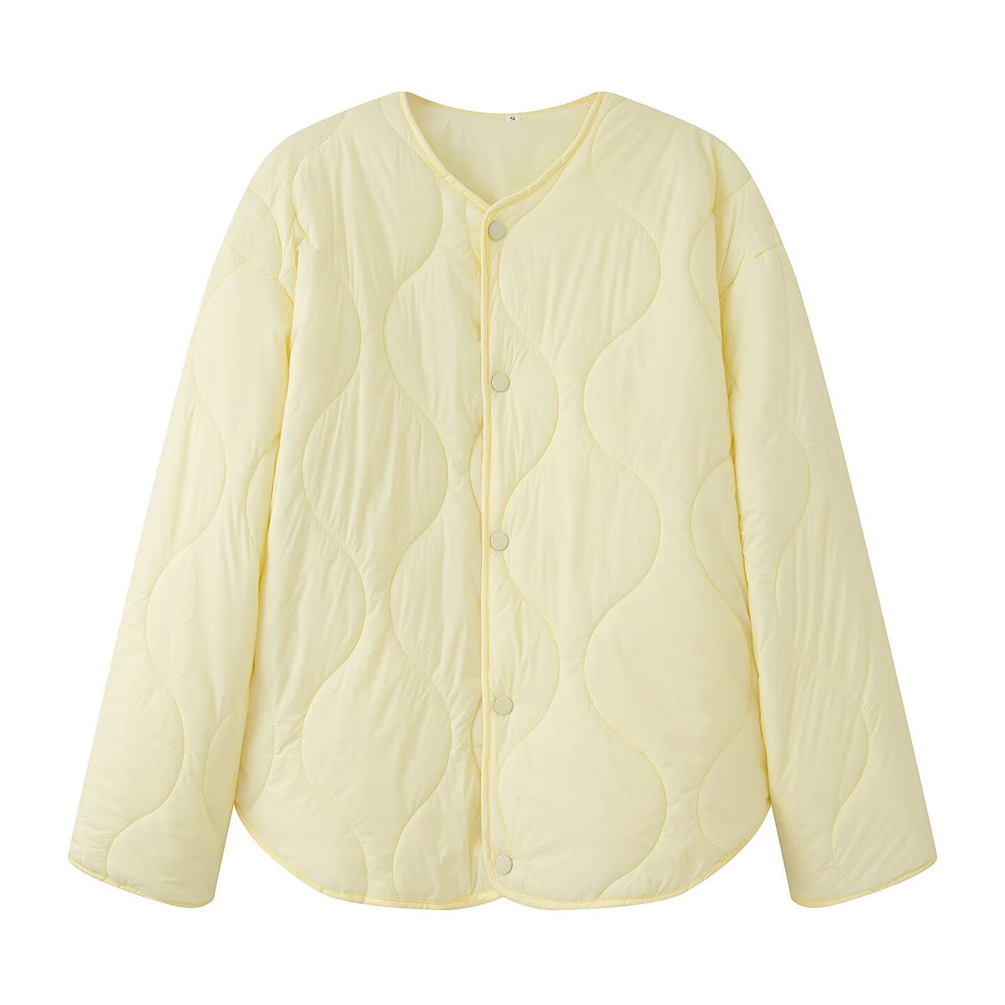 Women's quilted jacket with oversized cut, round neck and curved hem Chichicherry