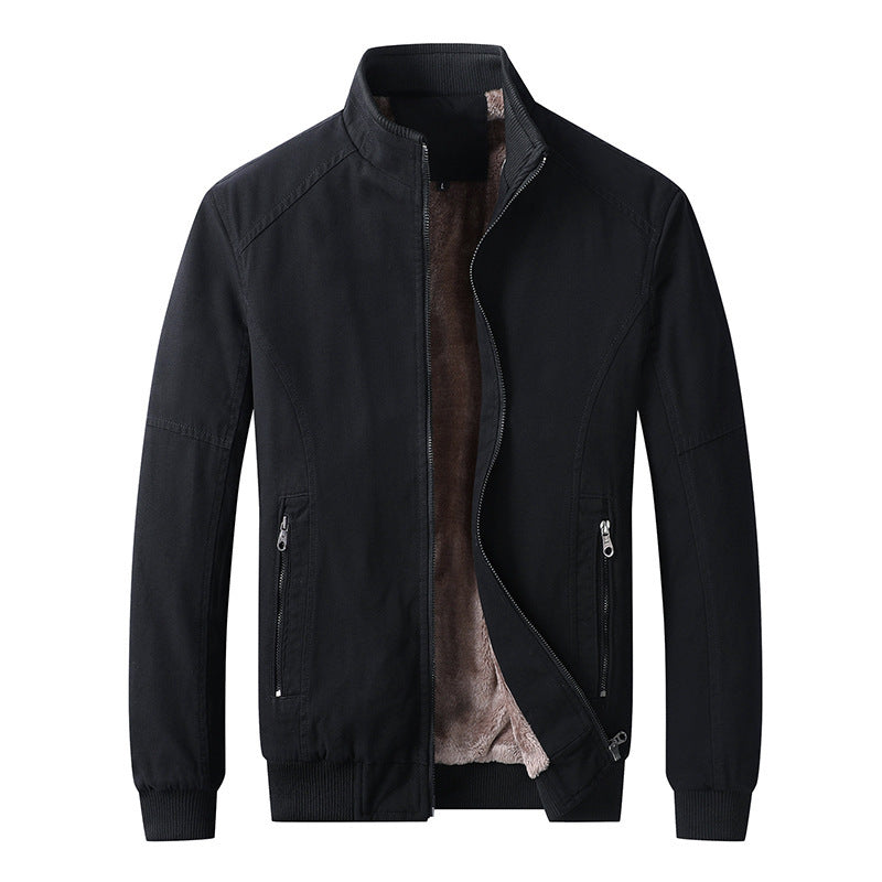 Men's padded canvas bomber jacket with teddy fleece lining and stand-up collar Chichicherry