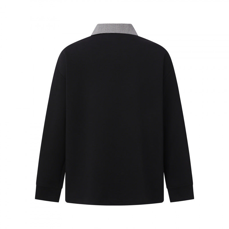 Men's Oversized Polo Shirt in Sweatshirt Style with Contrasting Collar Chichicherry
