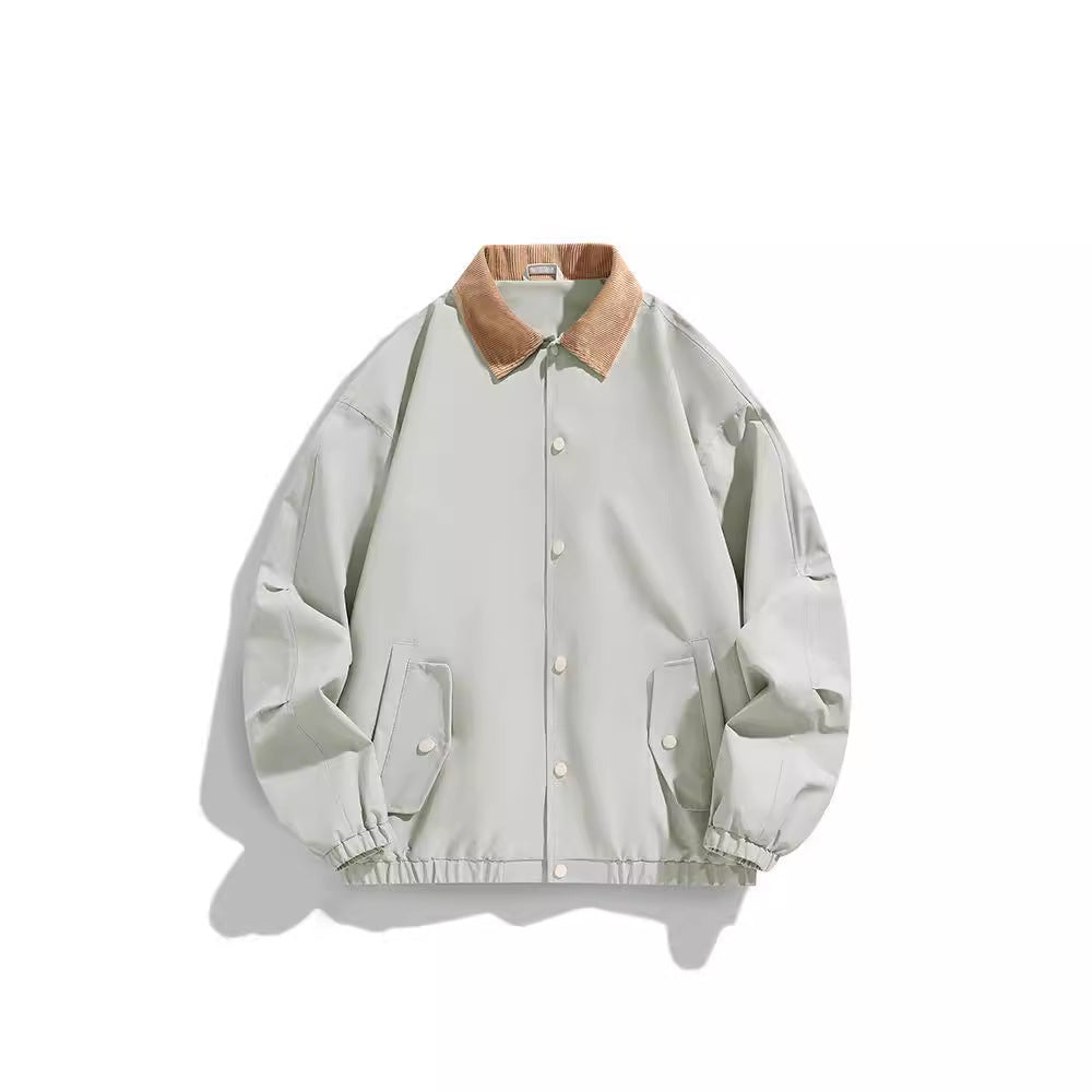 Men's Oversized Blouson with Cord Collar, Snap Button Closure, and Flap Pockets Chichicherry