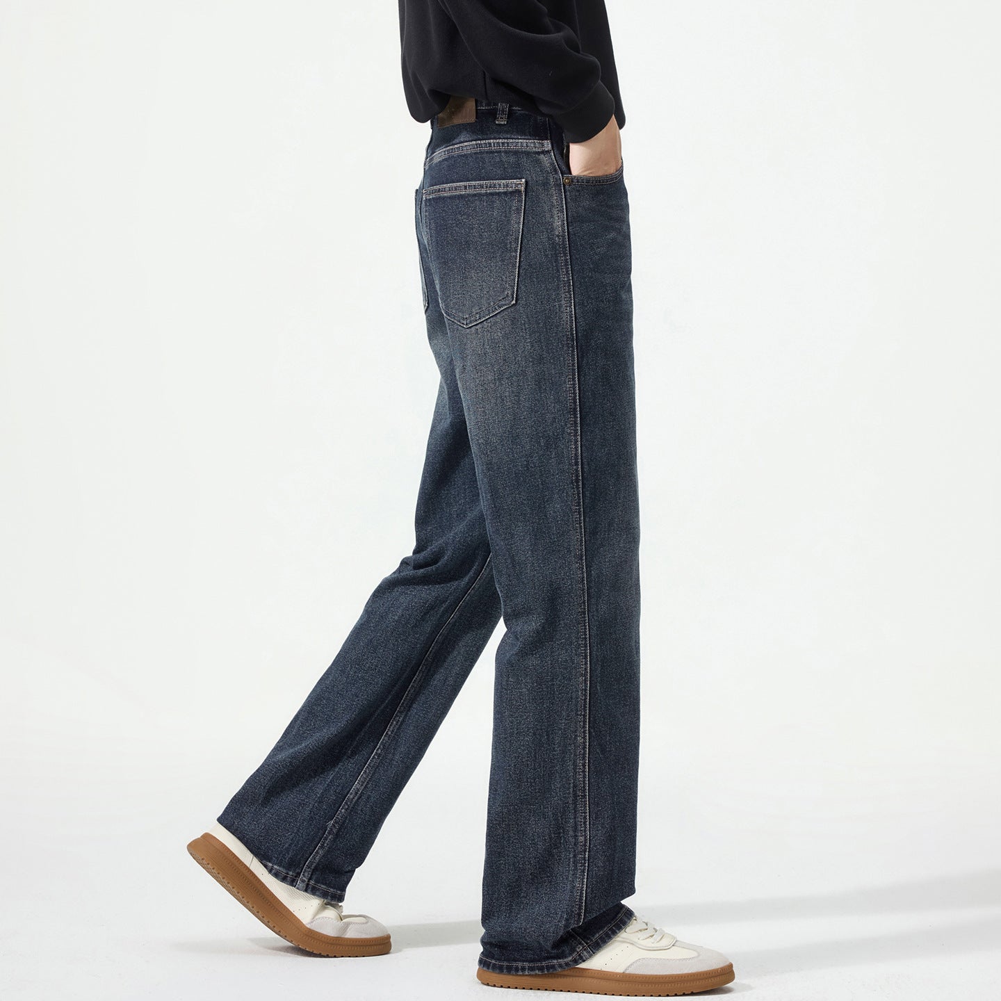 Men's Loose-Fit Denim Jeans with Mid Rise and Used Look Chichicherry