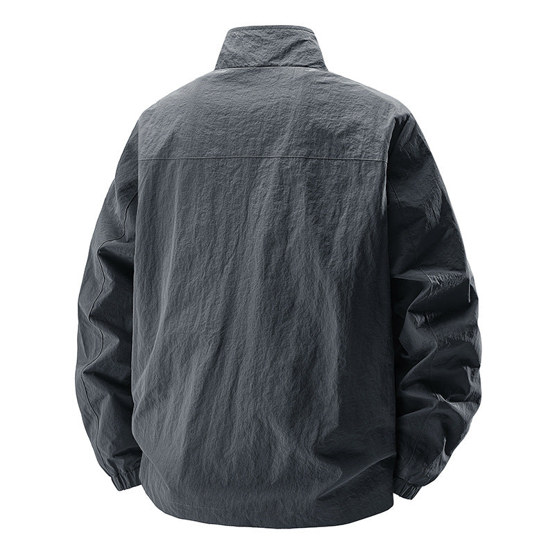 Men's lightweight wind and water-repellent casual jacket with stand-up collar and zippered pockets Chichicherry