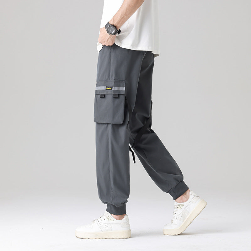 Men's Tech-Utility Cargo Pants with multifunctional leg pockets, adjustable straps & elastic cuffs Chichicherry