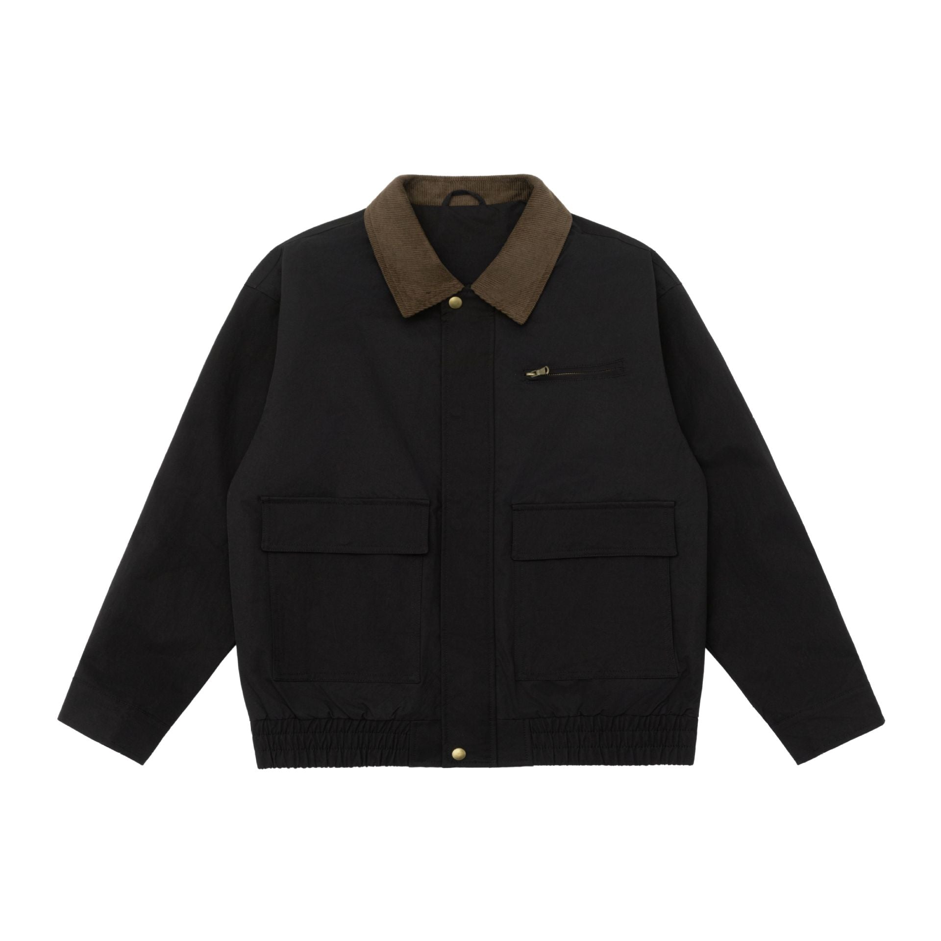 Men's Oversized Workwear Jacket with Cord Collar and Large Flap Pockets Chichicherry