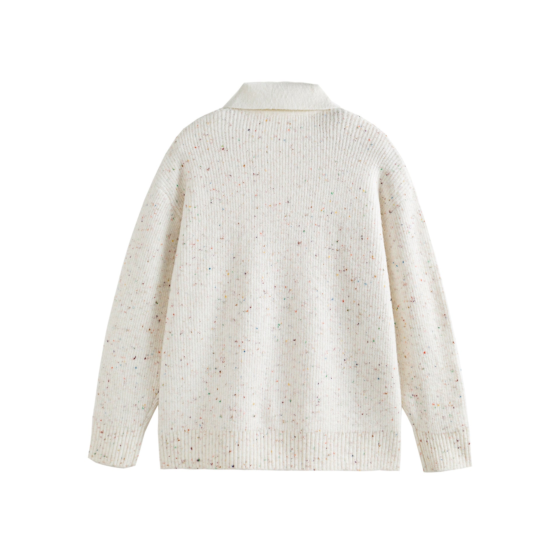 Women's knit polo shirt with speckle pattern, ribbed texture and button placket Chichicherry