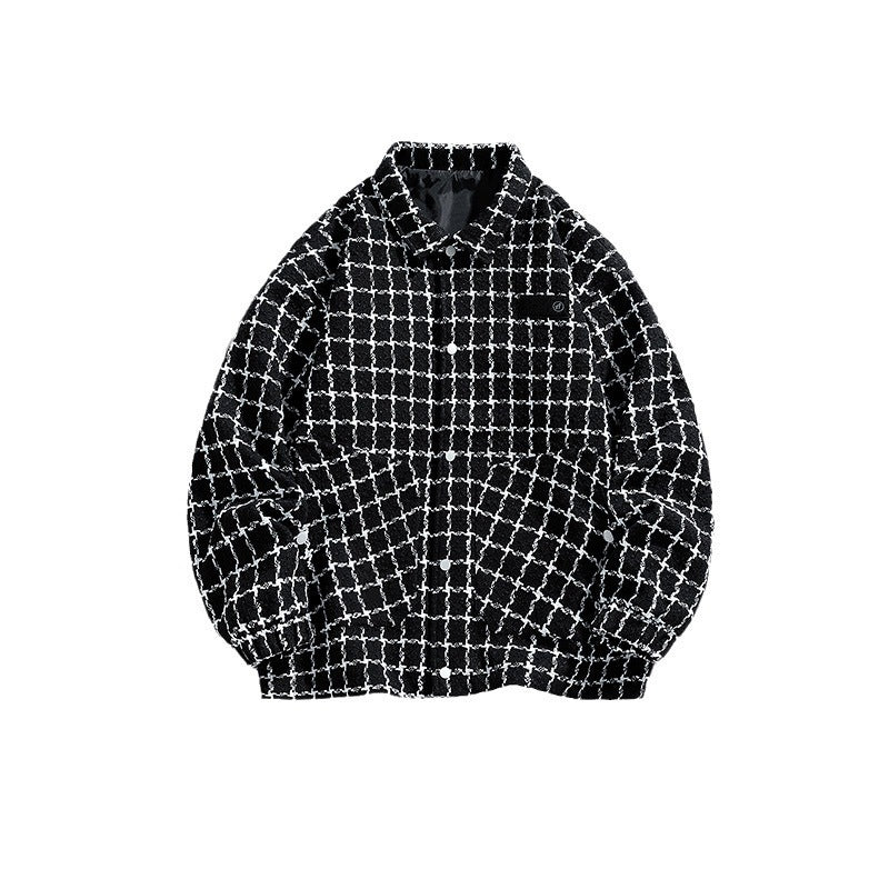 Men's Padded Coach Jacket with Geometric Pattern and Contrast Chest Pocket Chichicherry