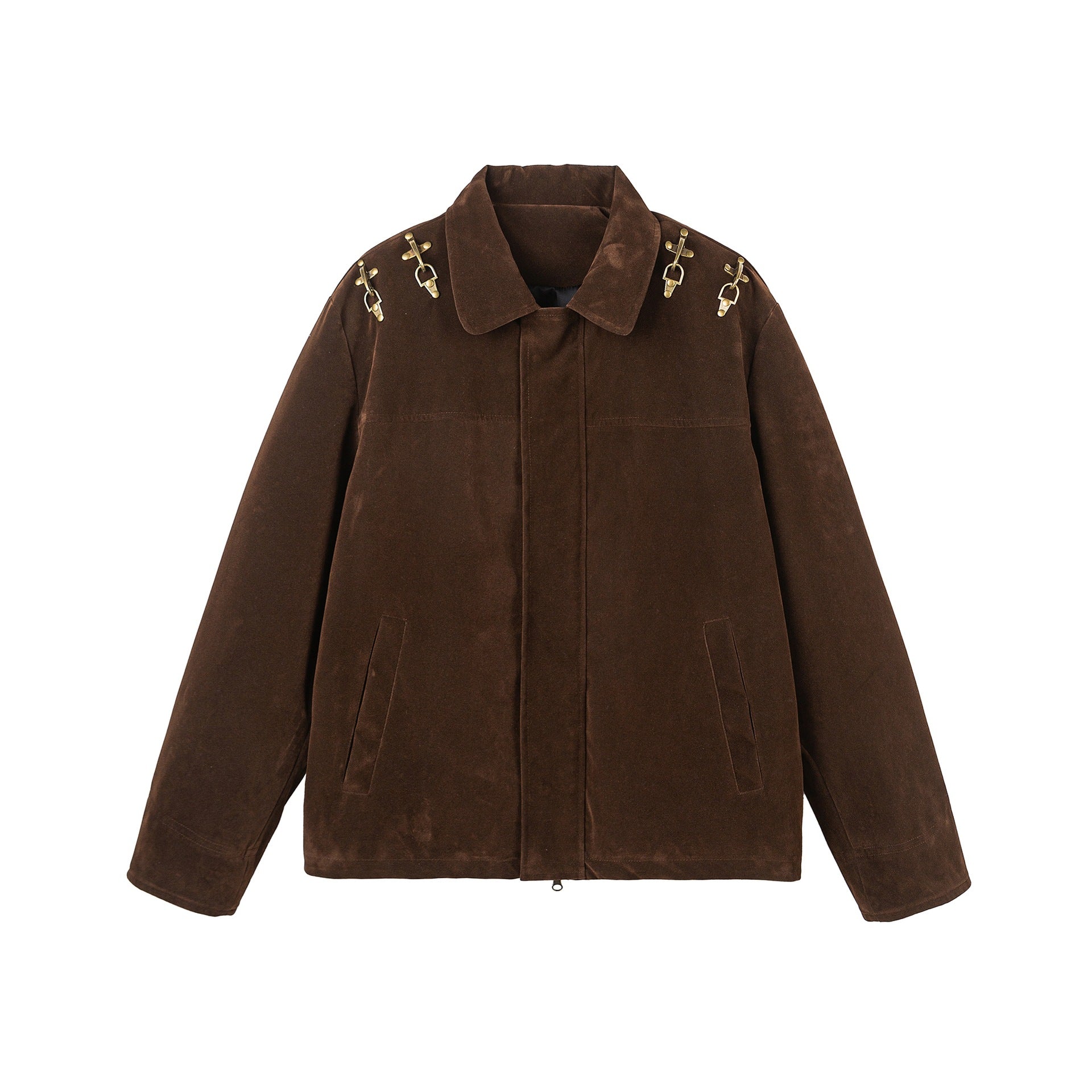 Men's short jacket in velour look with decorative metal fittings Chichicherry
