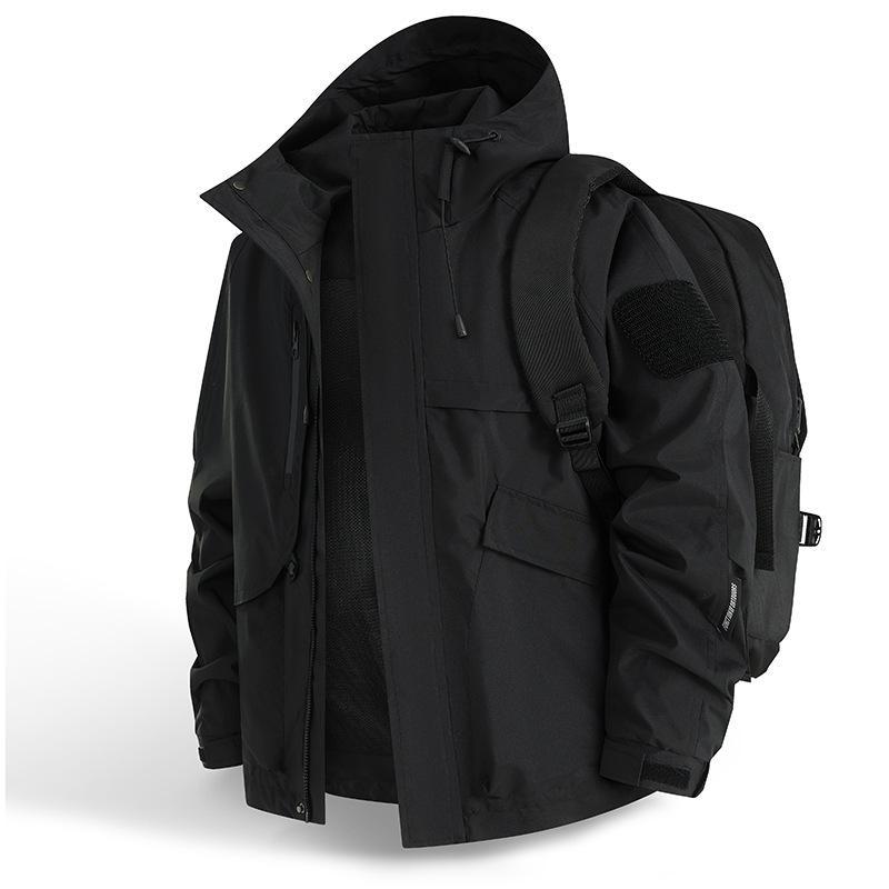 Men's Urban Weather-Resistant Hooded Parka with Multifunctional Pockets and Mesh Lining Chichicherry