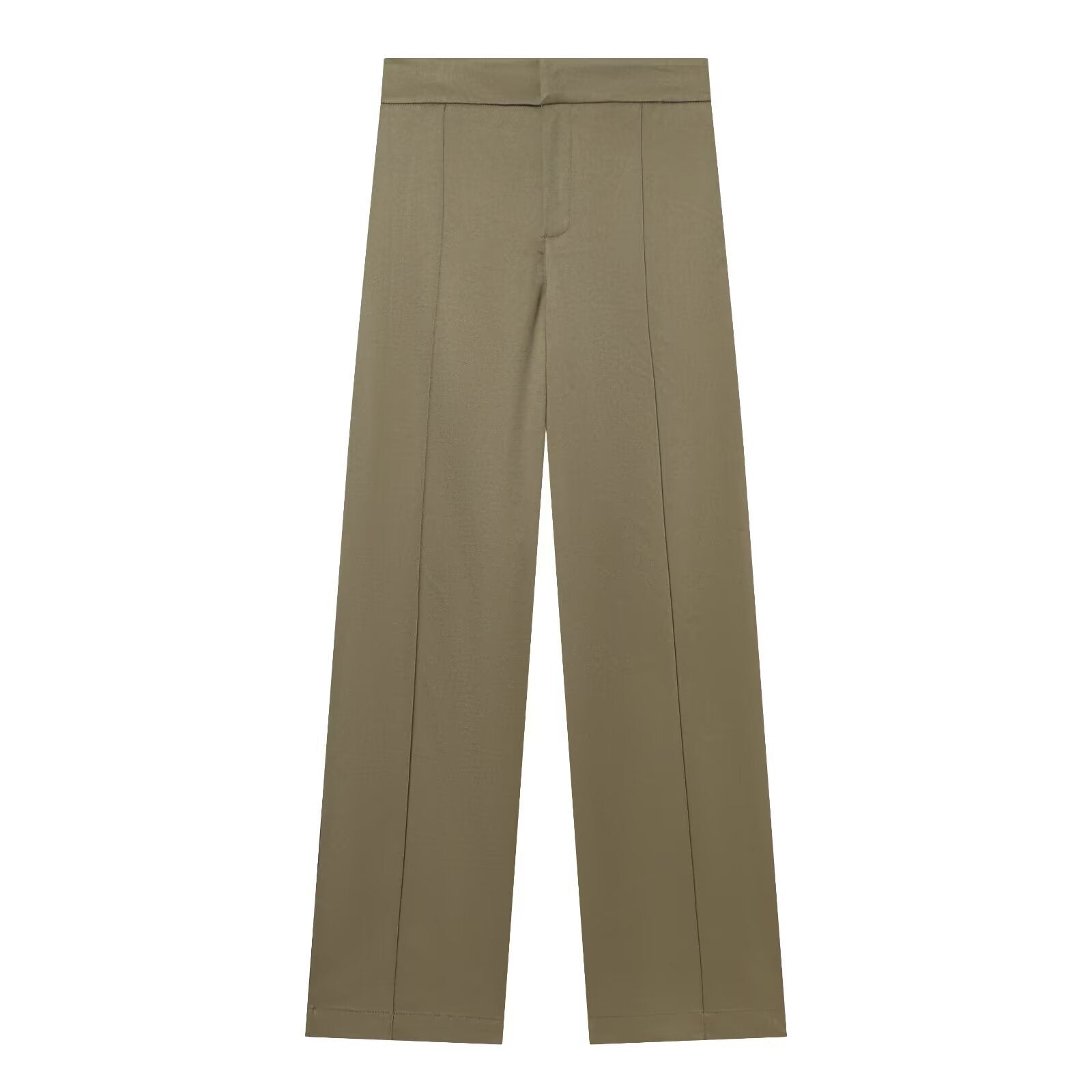 Women's High-Waisted Loose Suit Trousers with Crease and Straight Leg Chichicherry