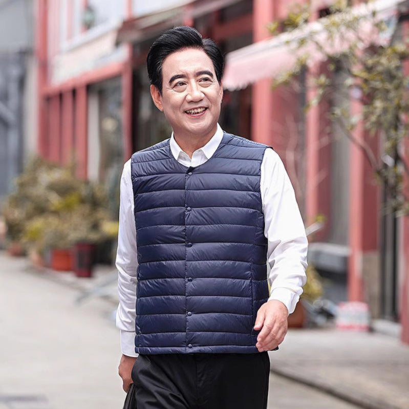 Men's Sleeveless Lightweight Thermal Quilted Vest with Round Neck and Pockets Chichicherry