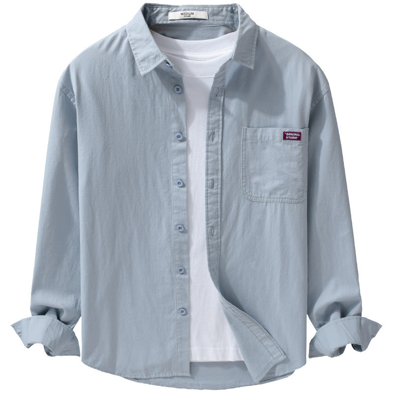 Men's Casual Shirt Jacket made of lightweight cotton blend with patch chest pocket and kent collar Chichicherry