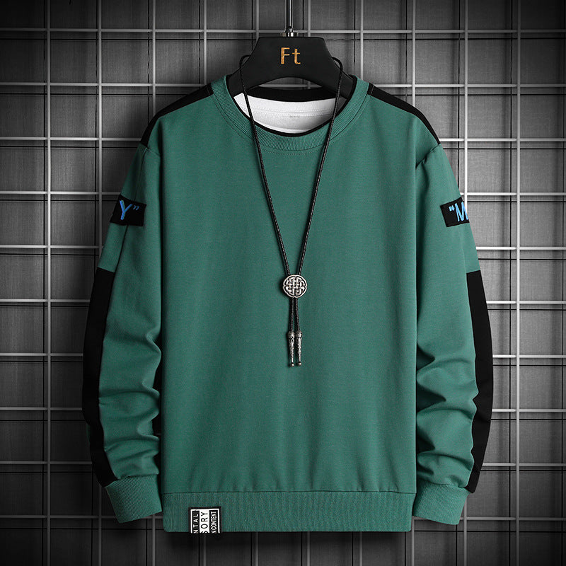 Men's Loose Sweatshirt in Urban Layer Look with Shoulder Panels and Ribbed Hem Chichicherry
