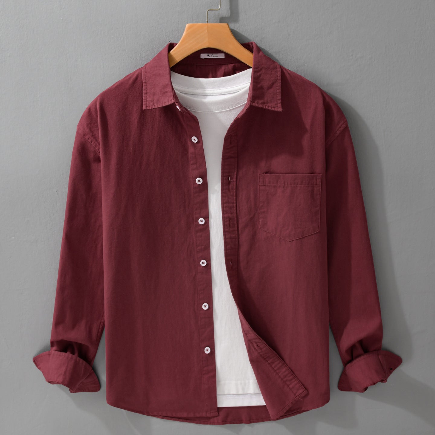 Men's Casual Layering Shirt in Overshirt Style with Soft Cotton Feel and Chest Pocket Chichicherry