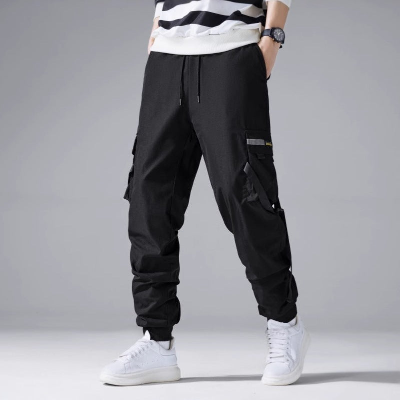 Men's Utility Cargo Jogger Pants with Multi-functional Pockets and Drawstring Waist Chichicherry